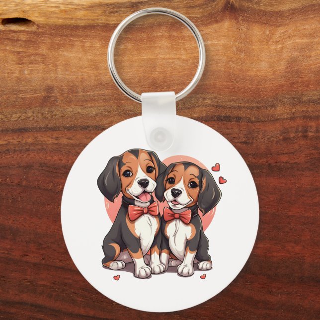 Porte-clés Chiens Beagles Dapper Art (Verso)