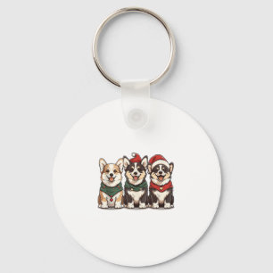 Porte-clés Chiens de Corgi gallois de Noël mignons Père Noël 