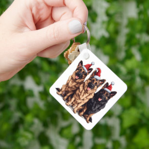 Porte-clés Chiens de Père Noël, berger allemand de Noël
