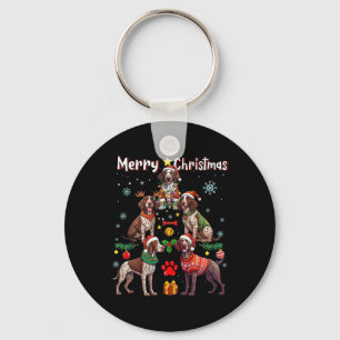 Porte-clés Chiens de pointer germains Joyeux Noël Tr