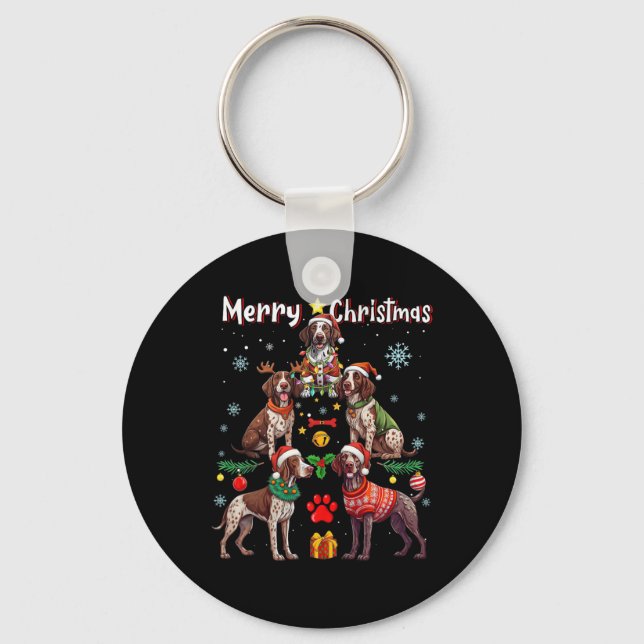 Porte-clés Chiens de pointer germains Joyeux Noël Tr (Recto)