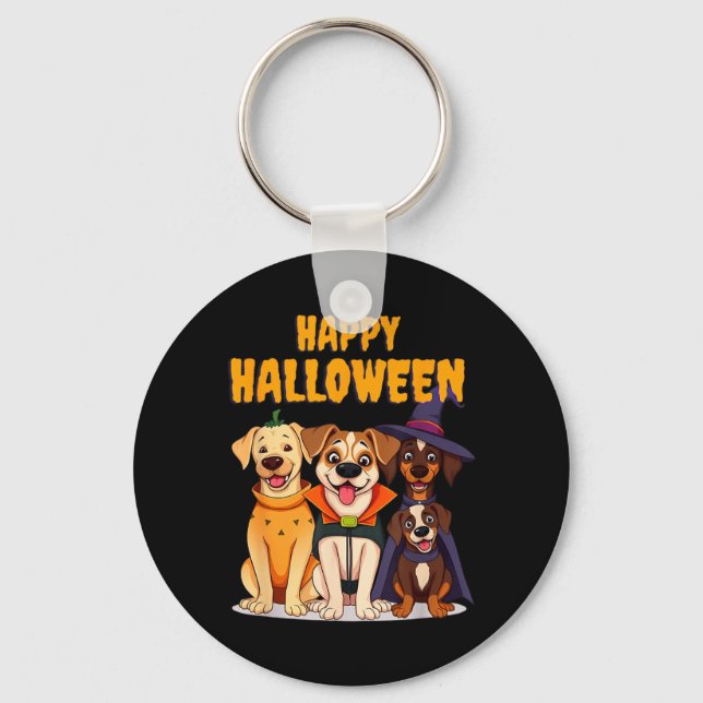 Porte-clés Chiens drôles d'Halloween mignons - Design unique (Recto)