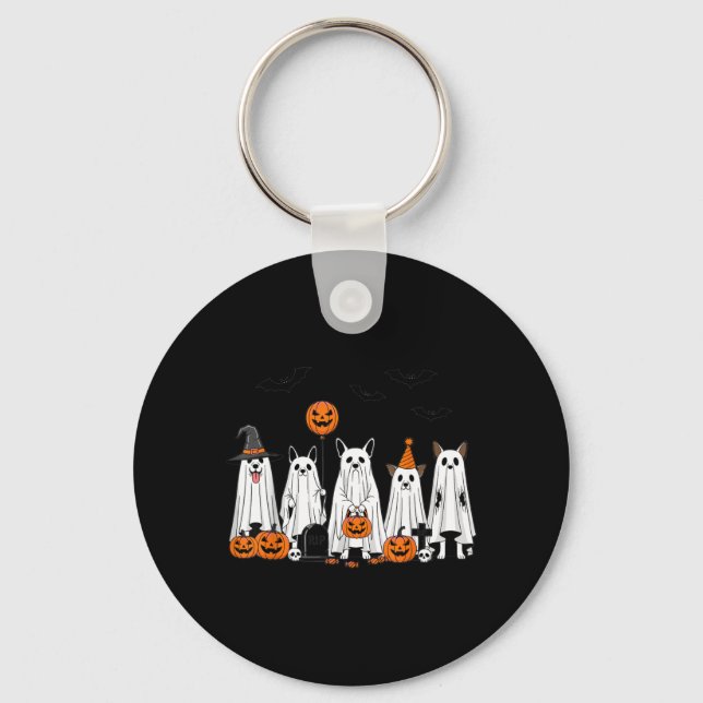 Porte-clés Chiens fantômes d'Halloween Dessin animé de citrou (Recto)