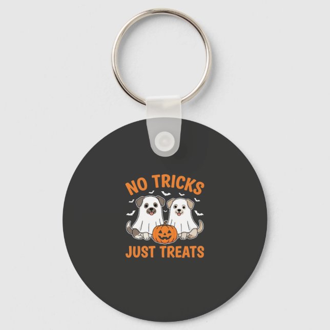 Porte-clés Chiens fantômes Halloween sans farces juste des fr (Recto)