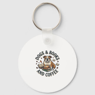 Porte-clés Chiens Livres Café Bulldog Pile Tasse_1