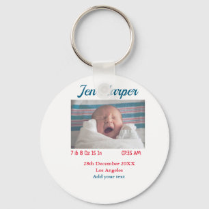 Porte-clés Chiffres de naissance bébé ajouter nom lieu date d
