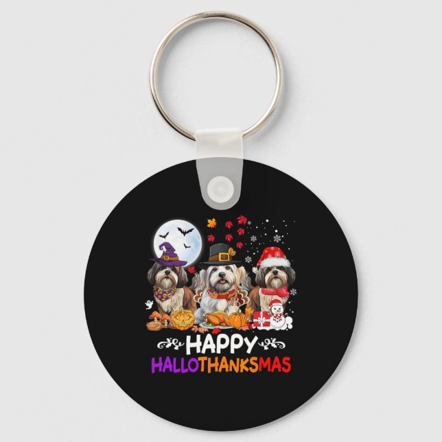 Porte-clés Chih Tzu Chien Noël Joyeux Hallothankmas Thanksg (Recto)