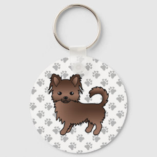 Porte-clés Chihuahua à longs poils et au chocolat Chien de de