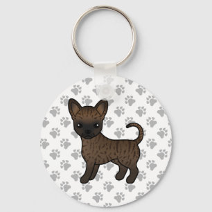 Porte-clés Chihuahua à poil lisse bringé Chien de dessin anim