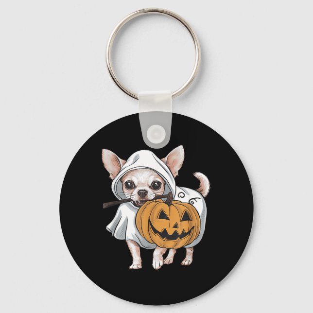 Porte-clés Chihuahua Chien Fantôme Halloween (Recto)