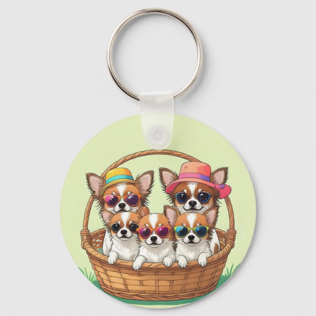 Porte-clés Chihuahua chiots drôles (Recto)