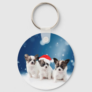 Porte-clés Chihuahua Chiuppies mignonnes avec Noël du Père No
