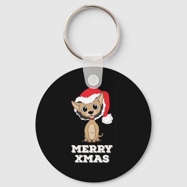 Porte-clés Chihuahua de Noël amusant - parfait (Recto)