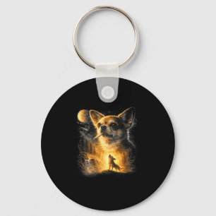Porte-clés Chihuahua fumant hurlant à la lune vintage 90s
