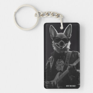 Porte-clés Chihuahua Guitariste Noir et Blanc
