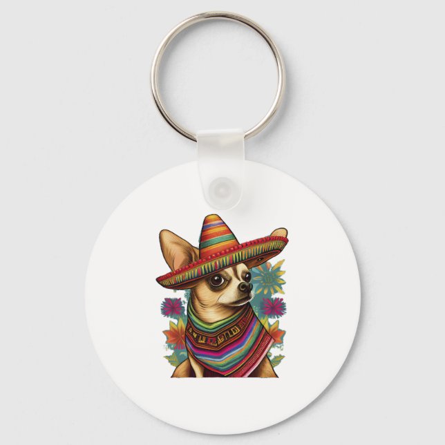 Porte-clés Chihuahua Mexique Cinco de Mayo Funny Chien (Recto)
