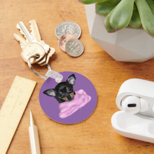 Porte-clés Chihuahua Noir et Tan Chihuahua