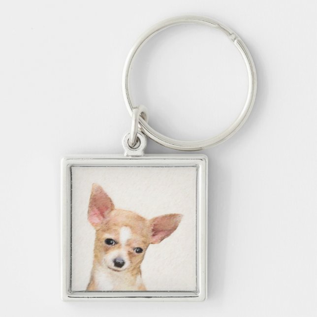 Porte-clés Chihuahua Painting - Cute Original Dog Art (Devant)