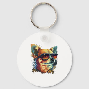 Porte-clés Chihuahua peinture Abstraite couleur mignonne chie