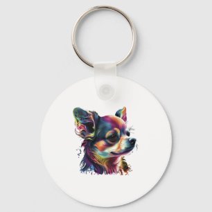Porte-clés Chihuahua peinture Abstraite couleur mignonne chie