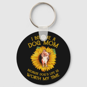 Porte-clés Chihuahua Sunflower Dog Maman Dog Lover Saying