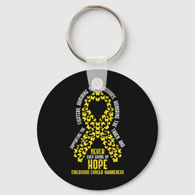 Porte-clés Childhood Cancer Ribbon Never Giving Up Hope Aware (Recto)