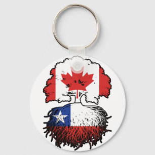 Porte-clés Chili Chilien Canada Drapeau des racines d'arbres