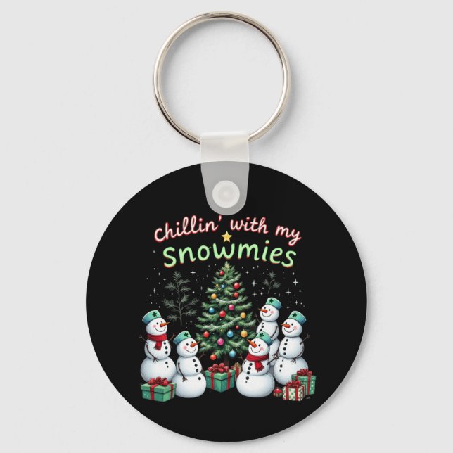 Porte-clés Chillin' avec mes neiges drôle Noël Snowman (Recto)