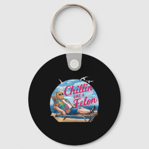 Porte-clés Chillin Comme Un Felon Drôle Trump Summer Beach Us