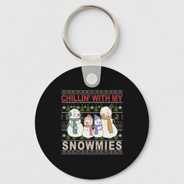 Porte-clés Chillin with My Snowmies Funny Ugly Christmas (Recto)