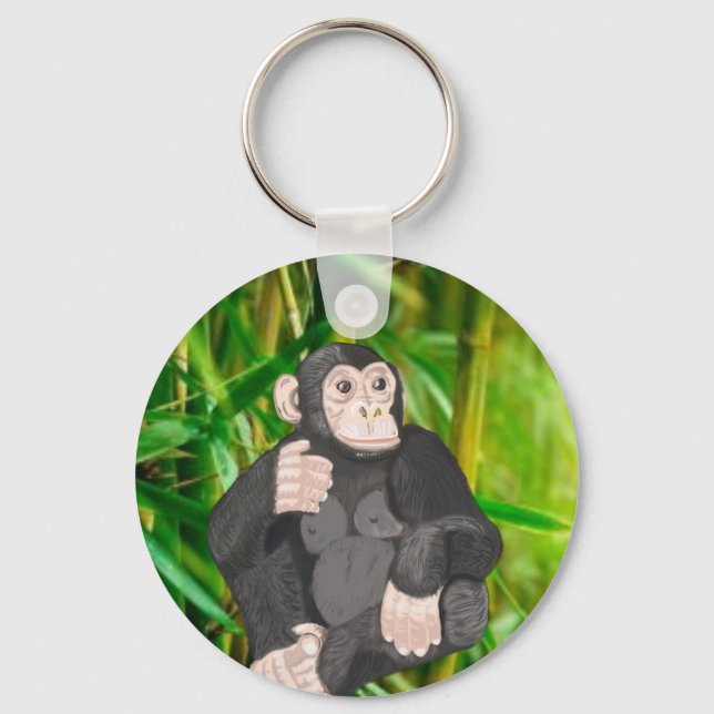 Porte-clés Chimpanzé et bambou (Recto)