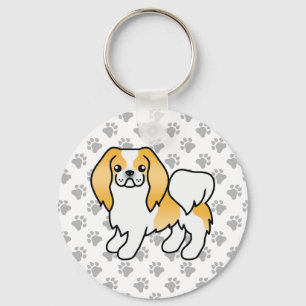 Porte-clés Chin Japonais Lemon et Blanc Dessin Animé Chien &