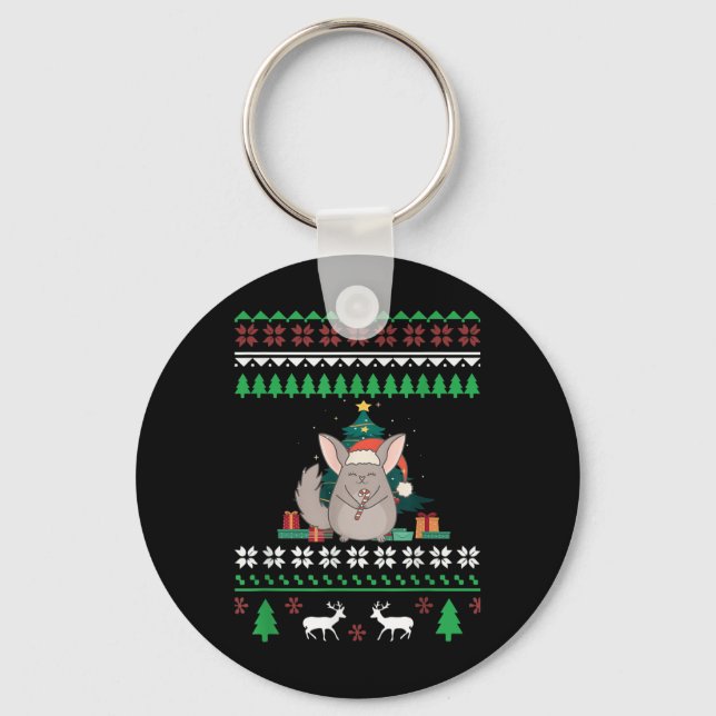 Porte-clés Chinchilla Funny Pet Ugly Christmas Funny Citation (Recto)
