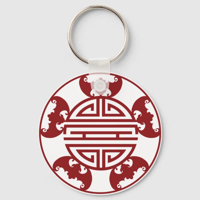 Porte-clés Chinese Longevity Five Blessings Symbols (Recto)