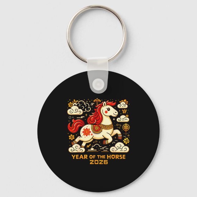 Porte-clés Chinese Zodiac Horse 2026 Lunar New Year Art Gift  (Recto)