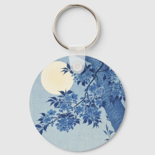 Porte-clés Chinoiserie Bleu marine Fleur de cerisier & Pleine
