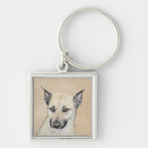 Porte-clés Chinook (Oreilles Pointées) Peinture - Art Chien o