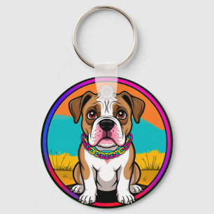Porte-clés Chiot animé mignon avec collier