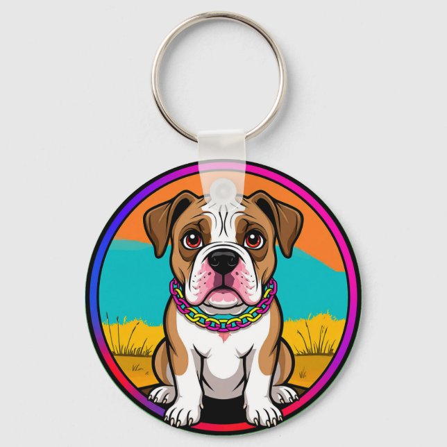 Porte-clés Chiot animé mignon avec collier (Recto)