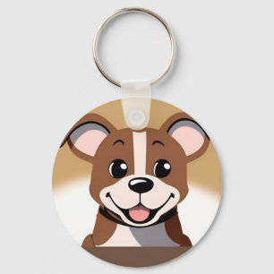 Porte-clés Chiot Brun Heureux Chien Qui Sourit Brillamment