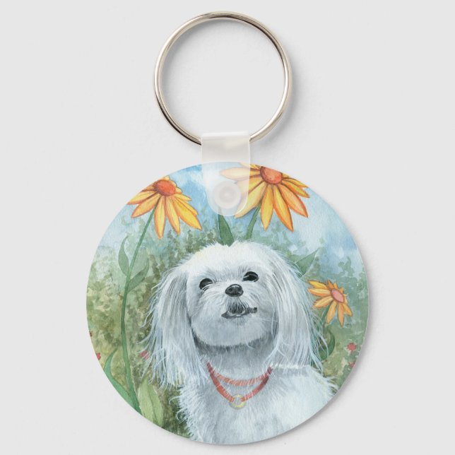 Porte-clés chiot chien maltais par Molly Harrison (Recto)