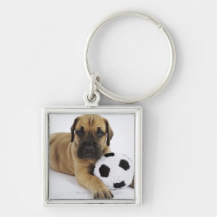 Porte-clés Chiot de great dane avec du ballon de football