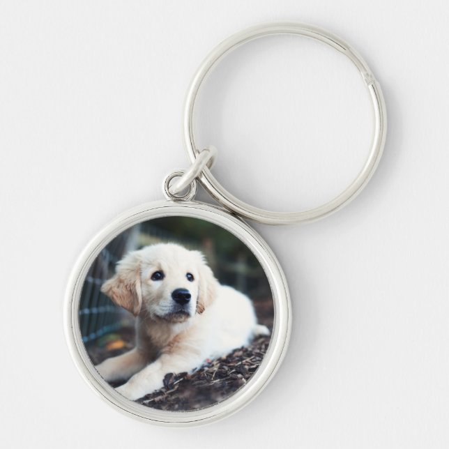 Porte-clés Chiot de Labrador jouant dans le jardin (Devant)
