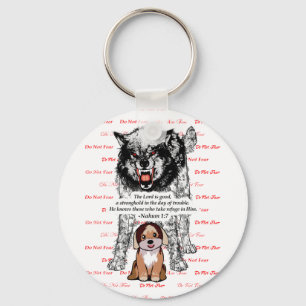Porte-clés Chiot de loup fâché - ne craignez pas - #2 crain