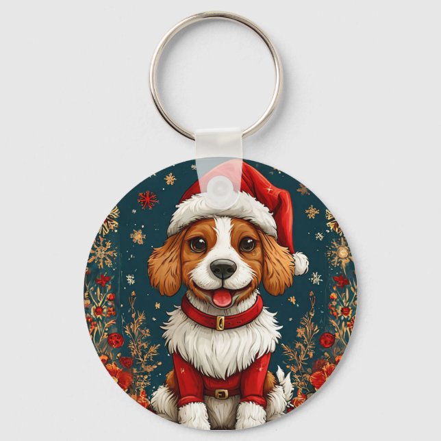 Porte-clés Chiot de Noël adorable (Recto)
