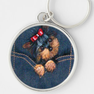 Porte-clés Chiot de Yorkie à la poche