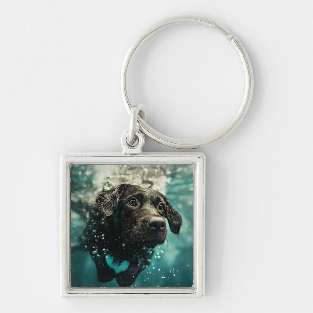 Porte-clés Chiot labrador nageant sous l'eau Design (Devant)