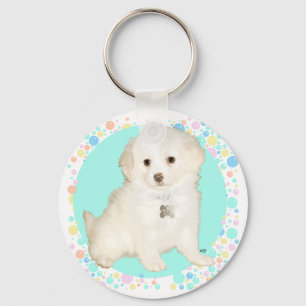 Porte-clés Chiot mélange Poodle / Bichon célèbre la vie