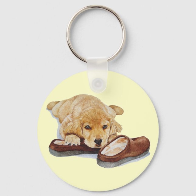 Porte-clés chiot mignon golden récupérateur chien peluches (Recto)