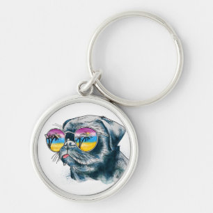 Porte-clés Chiot tropical d'aquarelle
